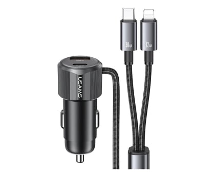 Ładowarka do smartfonów USAMS Ładowarka samochodowa 66W 1xUSB-A 1xUSB-C + kabel 2w1